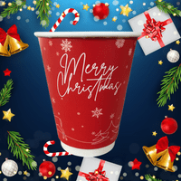 Seasonal Christmas Takeaway Double Wall Hot Cups & Lids Plastic Free 12oz (pk 25)