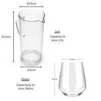 Summer Pimms Jug and Stemless Glasses Set  in Unbreakable Tritan Plastic