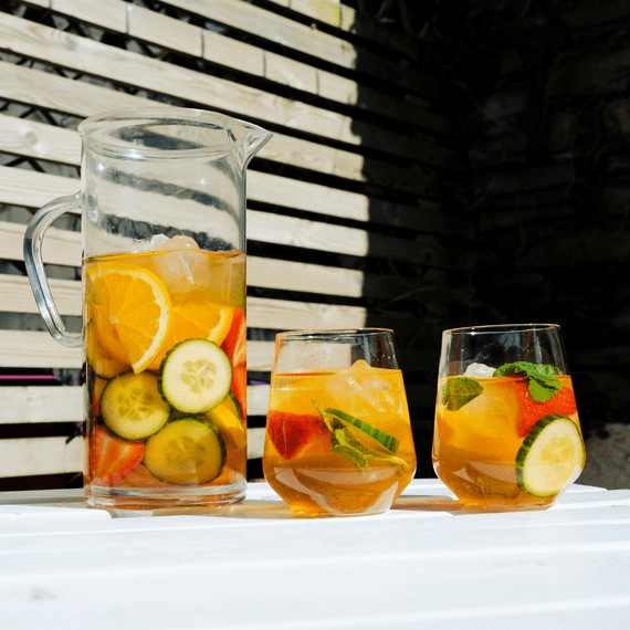 Summer Pimms Jug and Stemless Glasses Set  in Unbreakable Tritan Plastic