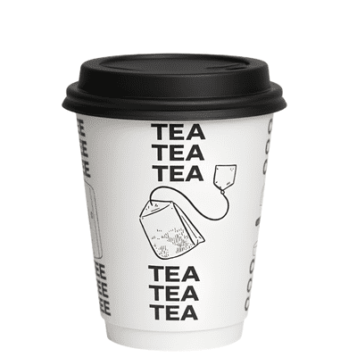 T&C Double Wall Aqueous Paper Cups & Sip Lids 8oz (pk 100)
