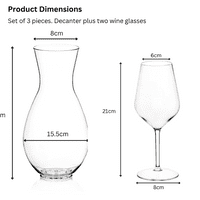 Ultra Premium Decanter & Wine Glasses Set Unbreakable Tritan Plastic 3 piece