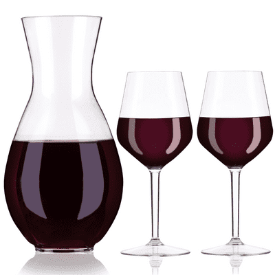 Ultra Premium Decanter & Wine Glasses Set Unbreakable Tritan Plastic 3 piece