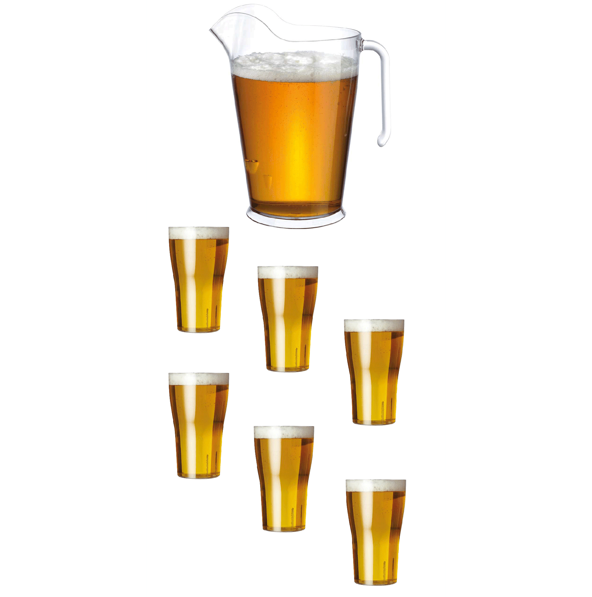 Unbreakable Polycarbonate Plastic Pitcher & Plastic Pints Set 7 piece