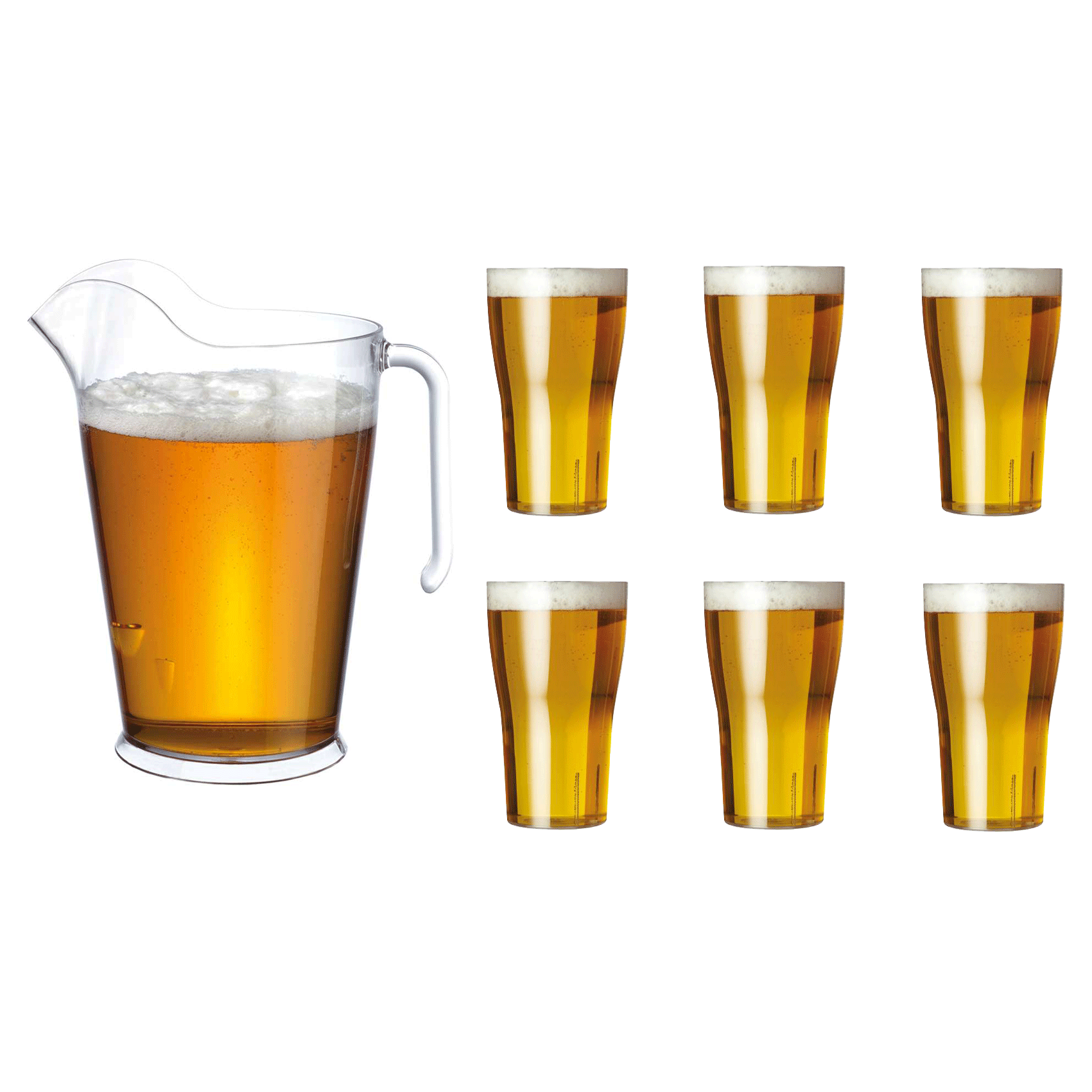 Unbreakable Polycarbonate Plastic Pitcher & Plastic Pints Set 7 piece