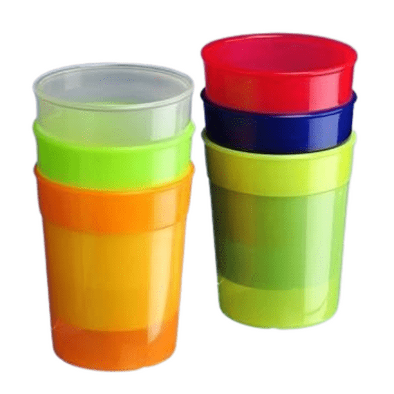 Unbreakable Stackable Plastic Tumblers Multi-coloured 275ml pack of 6