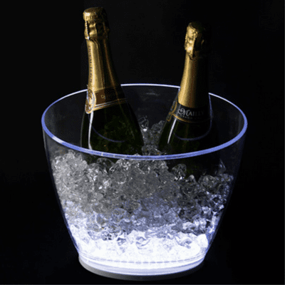 Virtually Unbreakable Ice Bucket with LED light-up base (2-3 bottles)