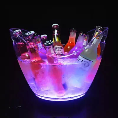 Virtually Unbreakable Ice Bucket with LED light-up base (4 bottles)