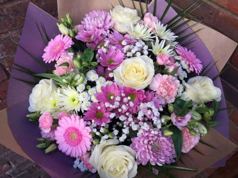 Pink selection hand tied bouquet