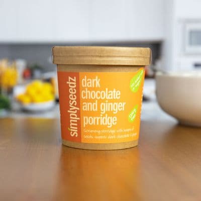 Dark Chocolate & Ginger Jumbo Oats Porridge with Seeds (9 x 60g Pots) Dairy free, Fibre rich