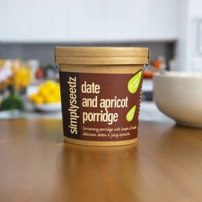 Date & Apricot Jumbo Oats Porridge with Seeds (9 x 60g Pots) Dairy free, Fibre rich
