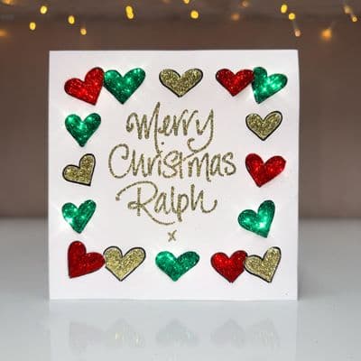 3D Heart Border Christmas Card
