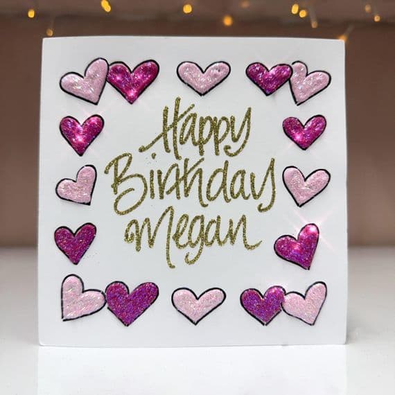 3D Heart Border; Pink or Purple