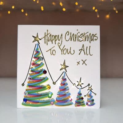 4 Colourful Trees Christmas Card