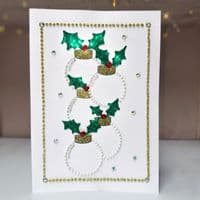 5 Holly Baubles Christmas Card