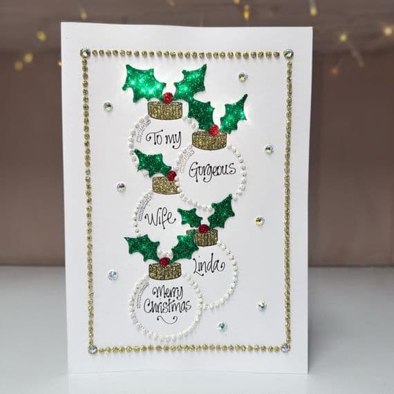 5 Holly Baubles Christmas Card