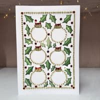 6 Holly Baubles Christmas Card