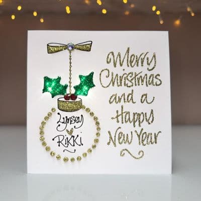 Bauble with Holly Christmas Card