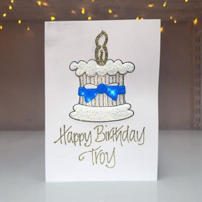 Birthday Cake with Blue Bow