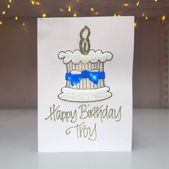 Birthday Cake with Blue Bow