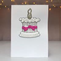 Birthday Cake with Pink Bow