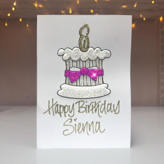 Birthday Cake with Pink Bow
