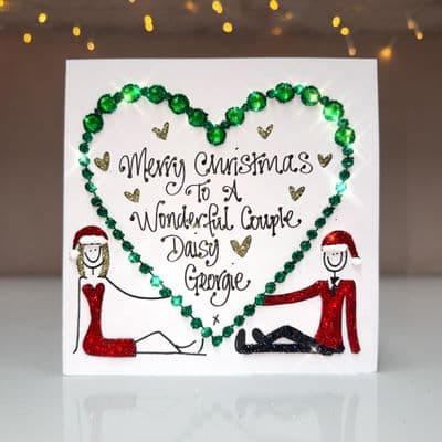 Bling Heart Couple Christmas Card
