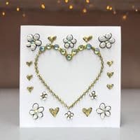 Bling Heart with Flowers; Gold, Silver or Rose