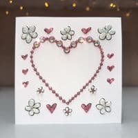Bling Heart with Flowers; Gold, Silver or Rose