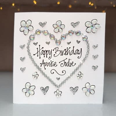 Bling Heart with Flowers; Gold, Silver or Rose