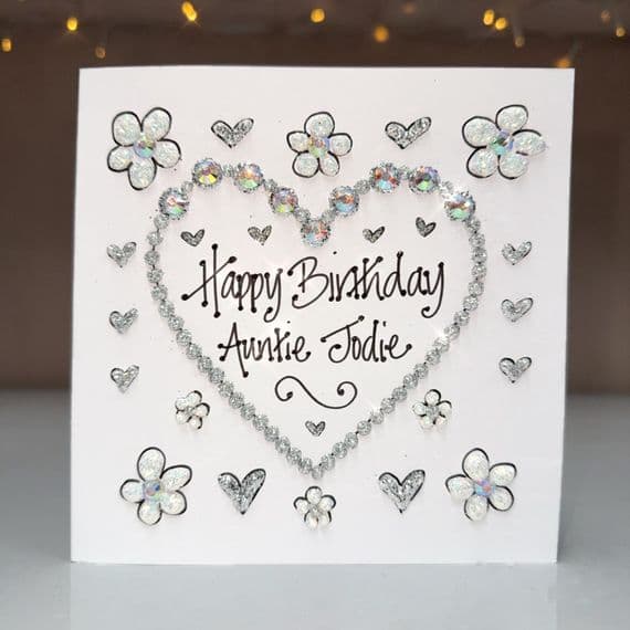 Bling Heart with Flowers; Gold, Silver or Rose