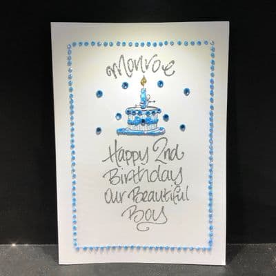 Boy on Blue Cake