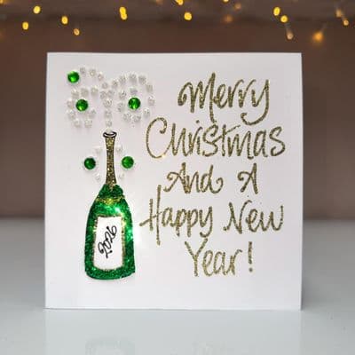 Champagne Bottle Christmas Card