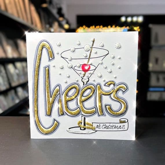 Cheers with Martini Glass; Gold or Silver