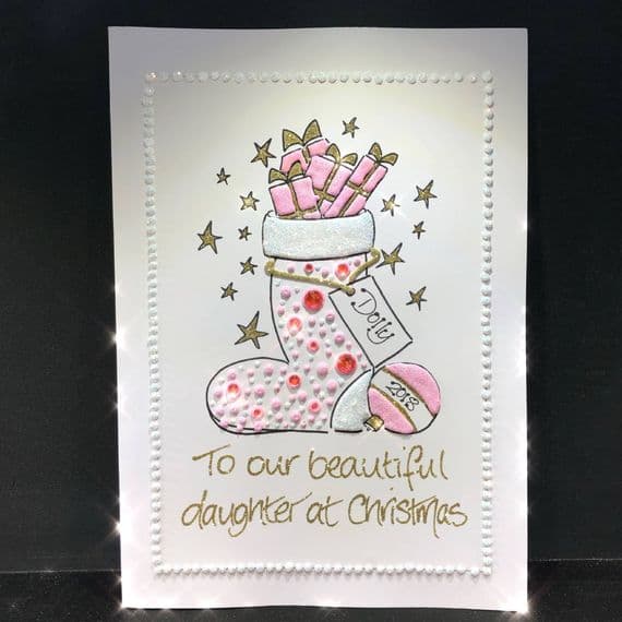 Christmas Bling Stocking; Pink, Blue or White