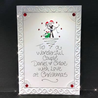 Christmas Couple with Swirly Border