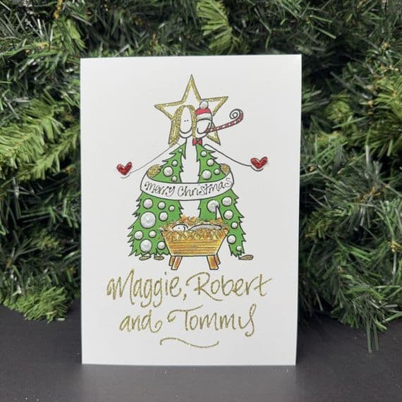 Christmas Tree Couple with Baby