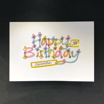 Colourful Happy Birthday with Flowers