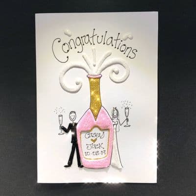 Congratulations Champagne Bottle; Pink, Black or White