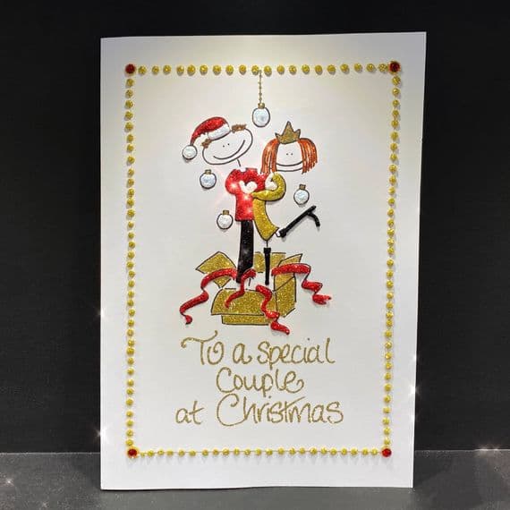 Couple in Gift Box Christmas Card