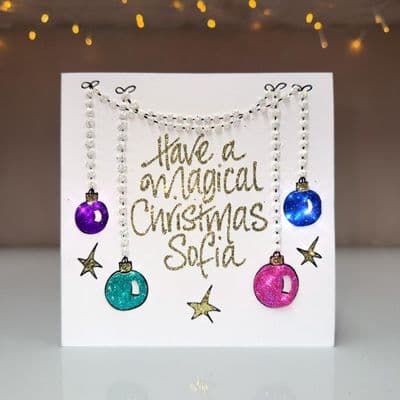 Draping Baubles Christmas Card