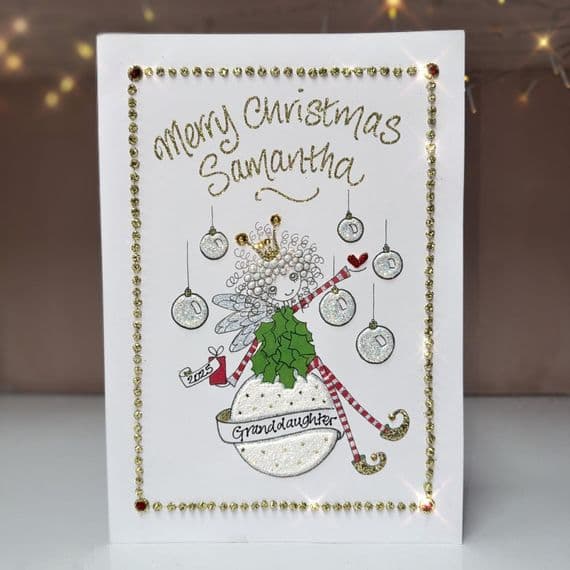 Fairy Princess in a Holly Dress Christmas Card