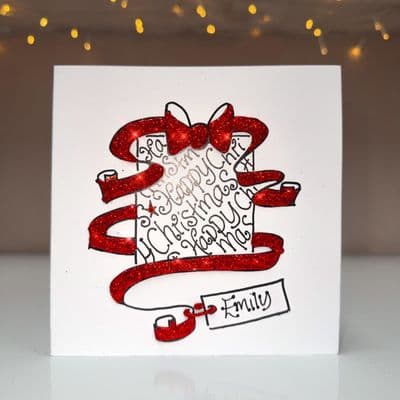 Gift with Bow Happy Christmas Card