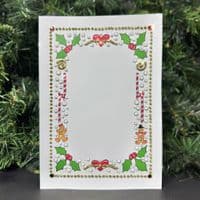 Gingerbread, Holly & Candy Canes Border Christmas Card