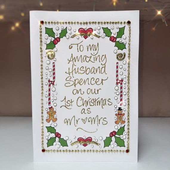 Gingerbread, Holly & Candy Canes Border Christmas Card