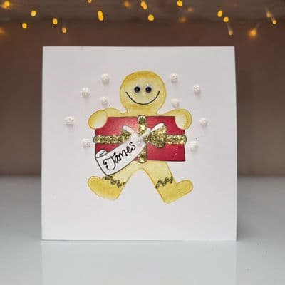 Gingerbread Man with Gift Christmas Card