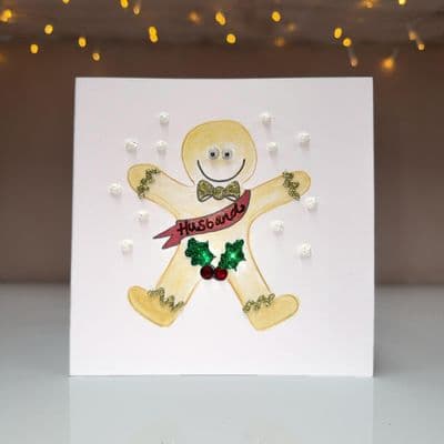 Gingerbread Man with Holly Balls Christmas Card