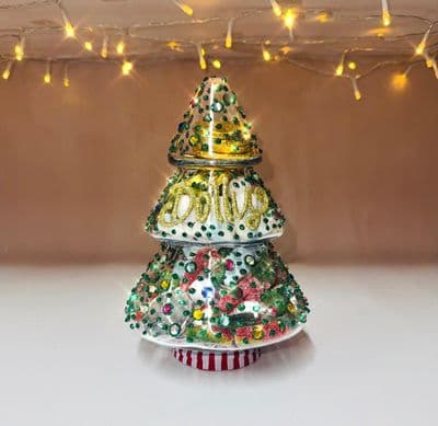 Glass Christmas Tree Sweetie Jar