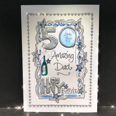 Happy Birthday 50 Balloon in Blue