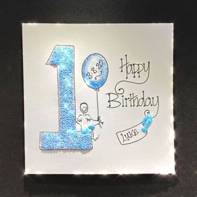 Happy Birthday Blue 1 with Balloon