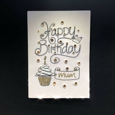 Happy Birthday Cupcake; Gold, Silver or Rose